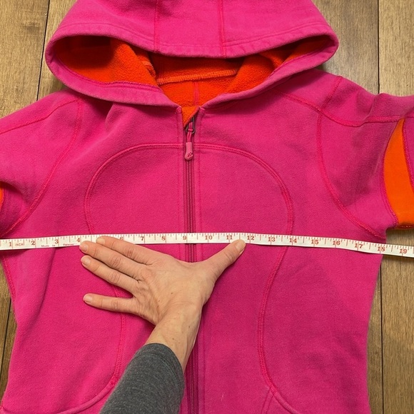 Lululemon Womens scuba hoodie US6 Pink Orange Stripes Zip Up Jacket vintage - Picture 7 of 12
